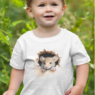 T-shirt Pour Bébé Petite chemise de souris Pale Peeking