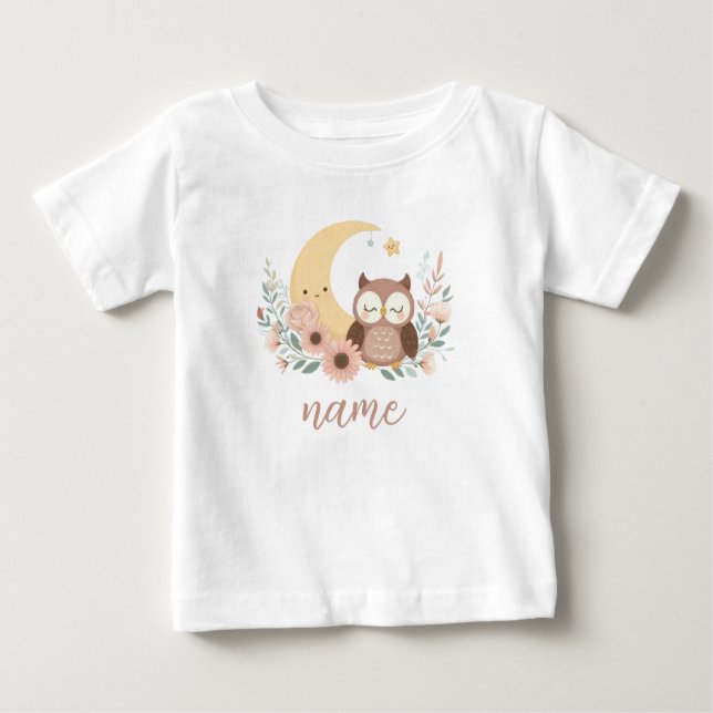 T-shirt Pour Bébé Petite chouette avec lune (Devant)