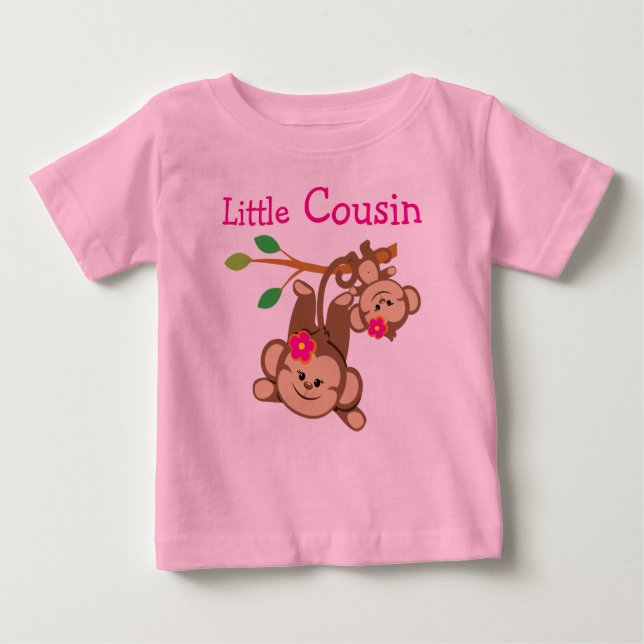 T-shirt Pour Bébé Petite cousine de singes filles (Devant)