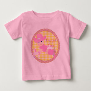 T-shirt Pour Bébé Petite cow-girl chapeau rose bottes et cheval tutu