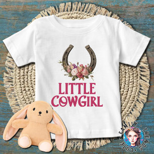 T-shirt Pour Bébé Petite Cowgirl Fleurie en Forme de Fer à Cheval po