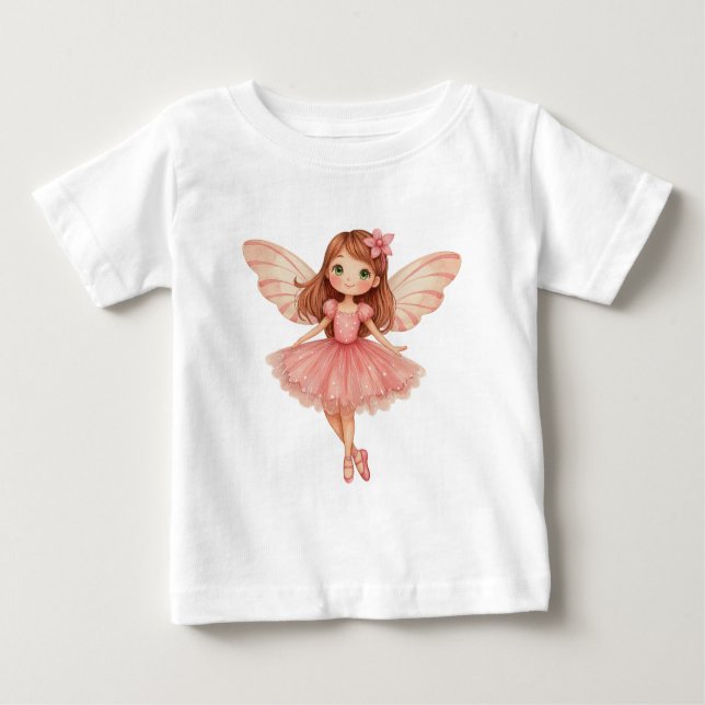 T-shirt Pour Bébé Petite Fée Rose Enchantée (Devant)