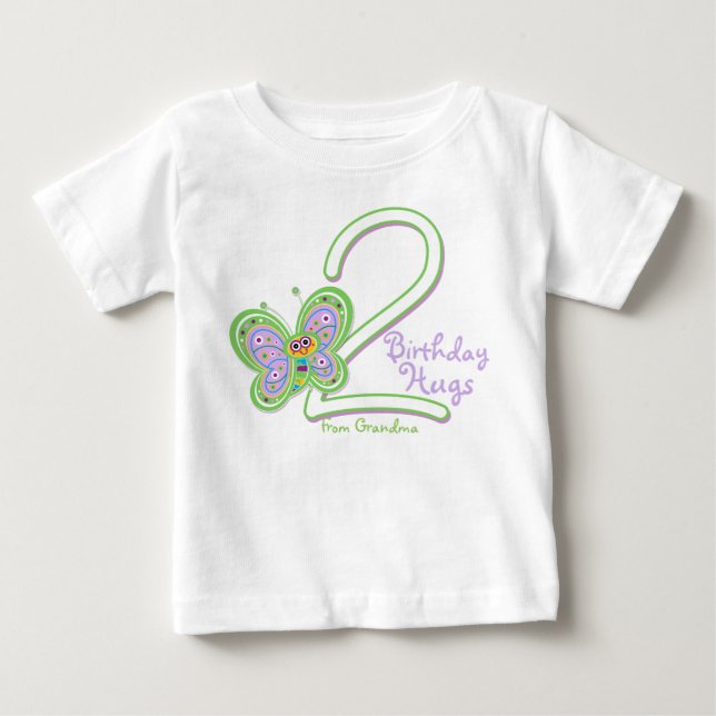T-shirt Pour Bébé Petite-fille 2e anniversaire papillon Hugs (Devant)