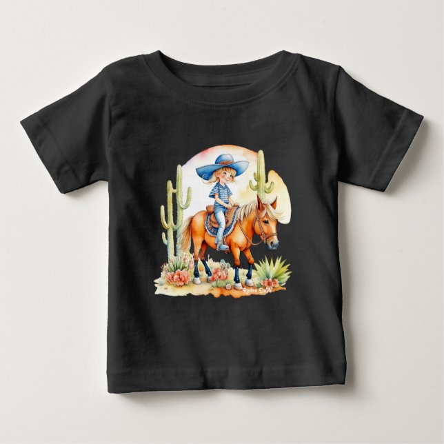 T-shirt Pour Bébé Petite fille à cheval sur scène 2 (Devant)
