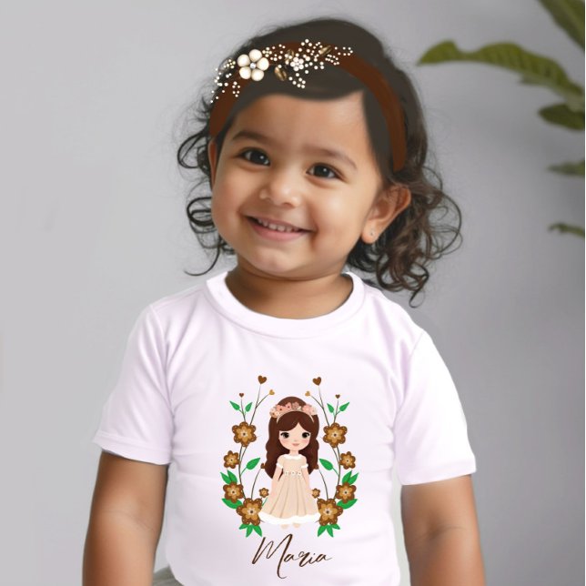 T-shirt Pour Bébé Petite fille avec fleurs (Créateur téléchargé)