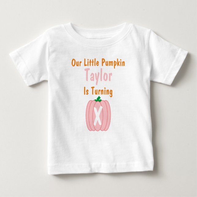 T-shirt Pour Bébé Petite fille Citrouille Anniversaire T-shirt bébé (Devant)