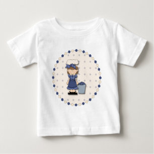 T-shirt Pour Bébé Petite fille de campagne + seau rempli de bleuets