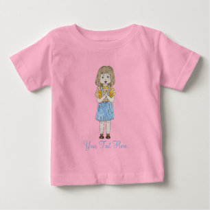 T-shirt Pour Bébé Petite fille mignonne aux cheveux bruns priant