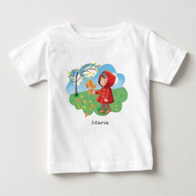 T-shirt Pour Bébé Petite fille mignonne en manteau rouge collectionn (Devant)