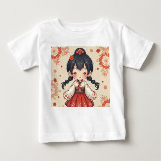 T-shirt Pour Bébé Petite fille mignonne portant un habit traditionne