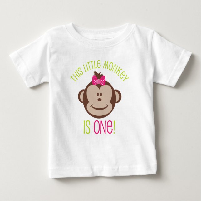 T-shirt Pour Bébé Petite fille Mod Monkey 1er Anniversaire Chemise (Devant)