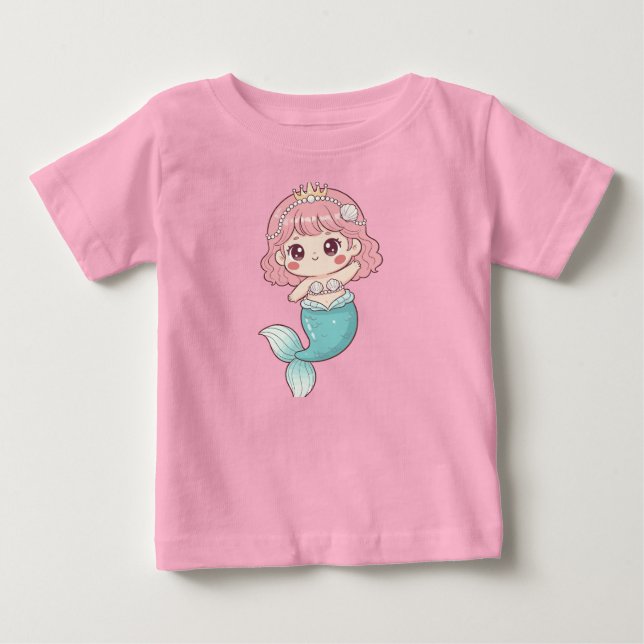 T-shirt Pour Bébé Petite Fille Sirène (Devant)