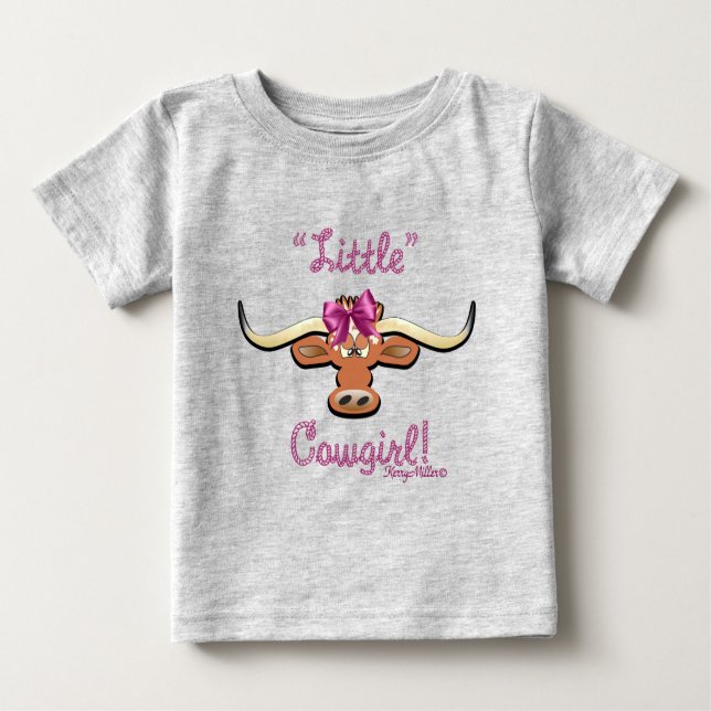 T-shirt Pour Bébé Petite fille, vache longhorne (Devant)