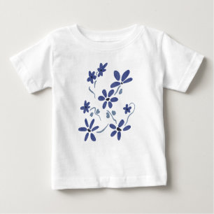 T-shirt Pour Bébé Petite Fleurs Romantiques Bleues