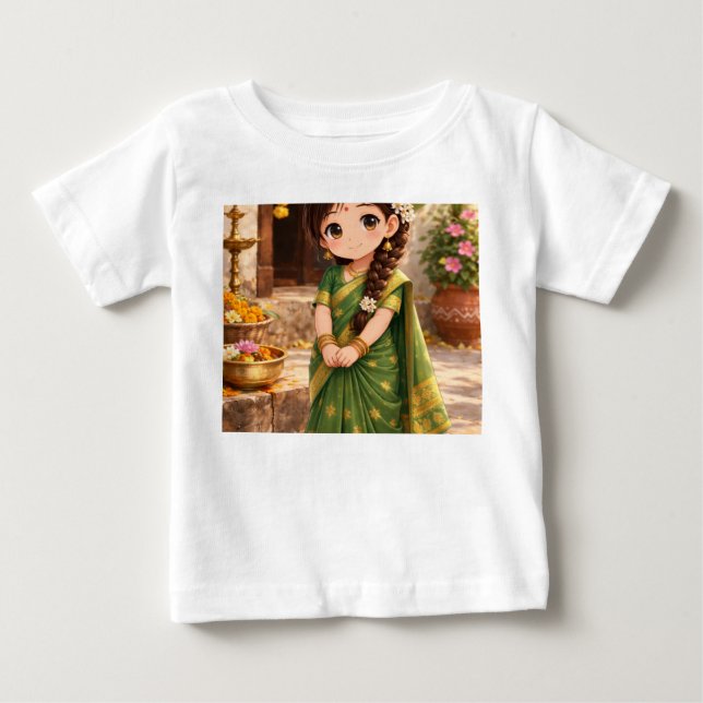 T-shirt Pour Bébé Petite Grâce en vert (Devant)