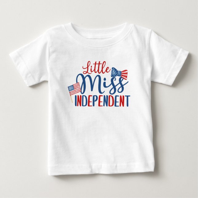 T-shirt Pour Bébé Petite Mademoiselle Indépendante, 4 juillet (Devant)