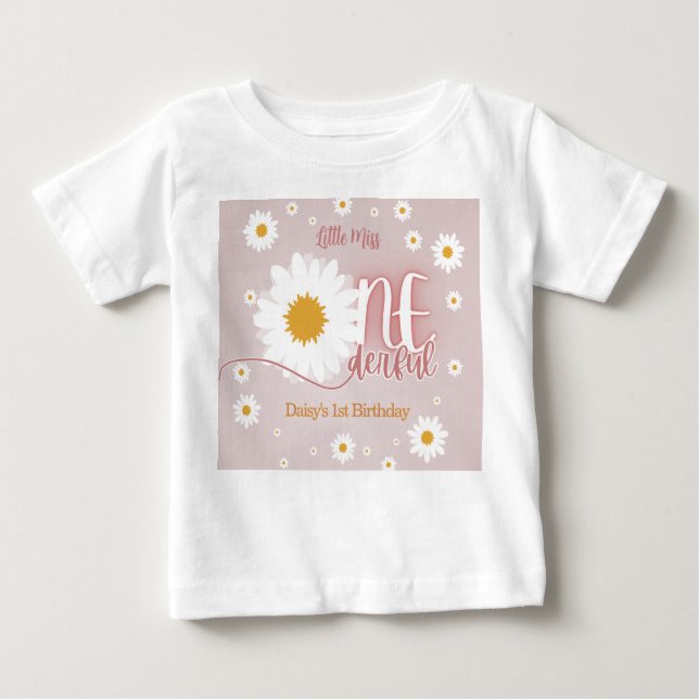 T-shirt Pour Bébé Petite Mademoiselle Onederful 1er Anniversaire (Devant)