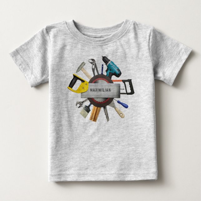 T-shirt Pour Bébé Petite main outils personnalisées Chemise d'annive (Devant)