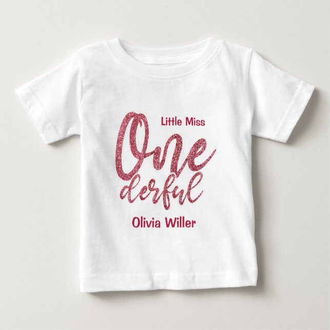 T-shirt Pour Bébé Petite Miss Onederful Girl personnalisée (Devant)