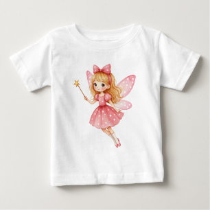 T-shirt Pour Bébé Petite poitrine rose avec cheveux dorés