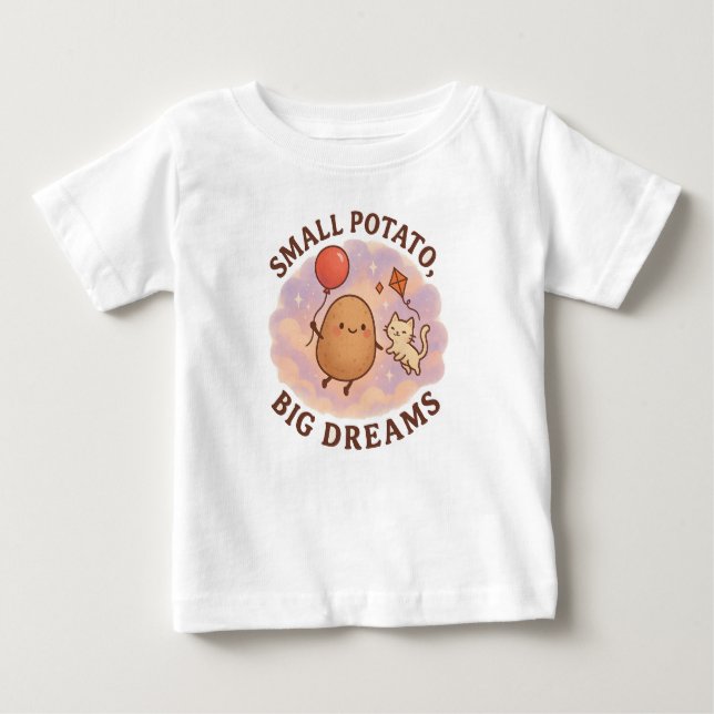 T-shirt Pour Bébé Petite pomme de terre Gros rêves - Motivationnel m (Devant)