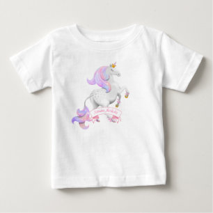 T-shirt Pour Bébé Petite Princesse Élevant Licorne avec Fleurs de Co