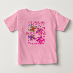 T-shirt Pour Bébé Petite Princesse Joyeux Anniversaire Papillon Fa