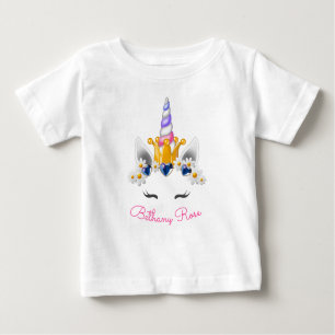T-shirt Pour Bébé Petite princesse Unicorn Couronne et fleurs de cis