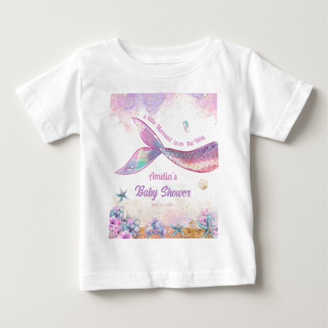 T-shirt Pour Bébé Petite Sirène Océan Pastel (Devant)