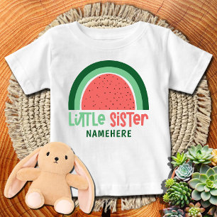 T-shirt Pour Bébé Petite Soeur arc-en-ciel pastèque
