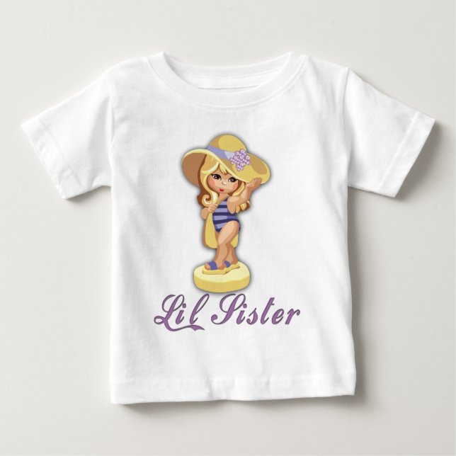 T-shirt Pour Bébé Petite soeur de la plage (Devant)