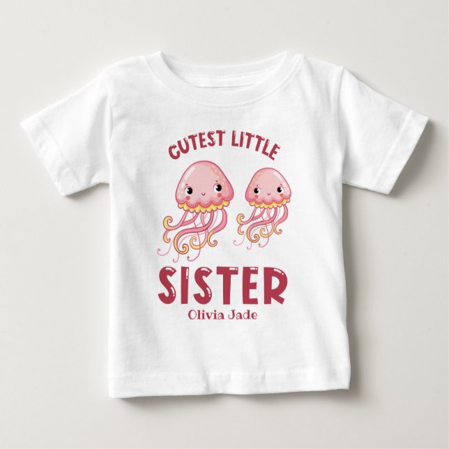 T-shirt Pour Bébé Petite sœur nom personnalisé (Devant)