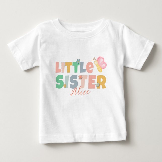 T-shirt Pour Bébé Petite Soeur Personnalisée, Couleur Pastel (Devant)