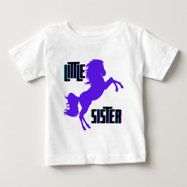 T-shirt Pour Bébé Petite Soeur Poney Violet (Devant)