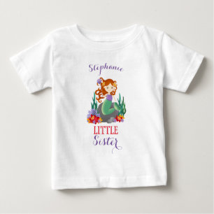 T-shirt Pour Bébé Petite Soeur Sirène Mignonne