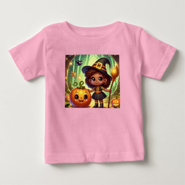 T-shirt Pour Bébé Petite sorcière d'Halloween (Devant)