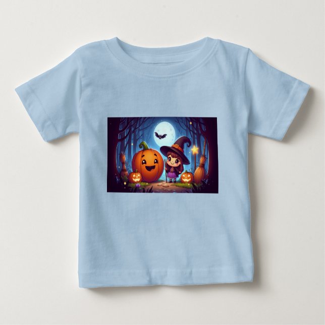 T-shirt Pour Bébé Petite sorcière d'Halloween (Devant)