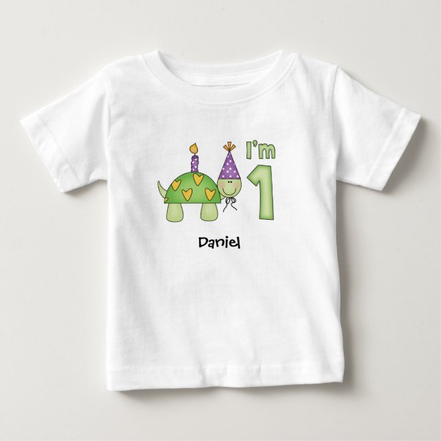 T-shirt Pour Bébé Petite Tortue 1er Anniversaire T-shirt bébé (Devant)