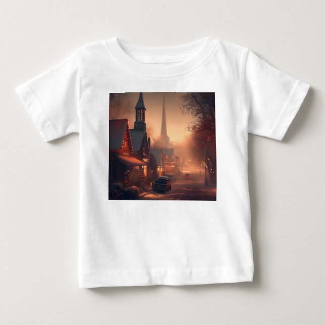 T-shirt Pour Bébé Petite ville de Noël 4 (Devant)