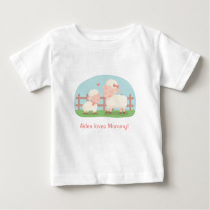 T-shirt Pour Bébé Petits agneau et maman mignons