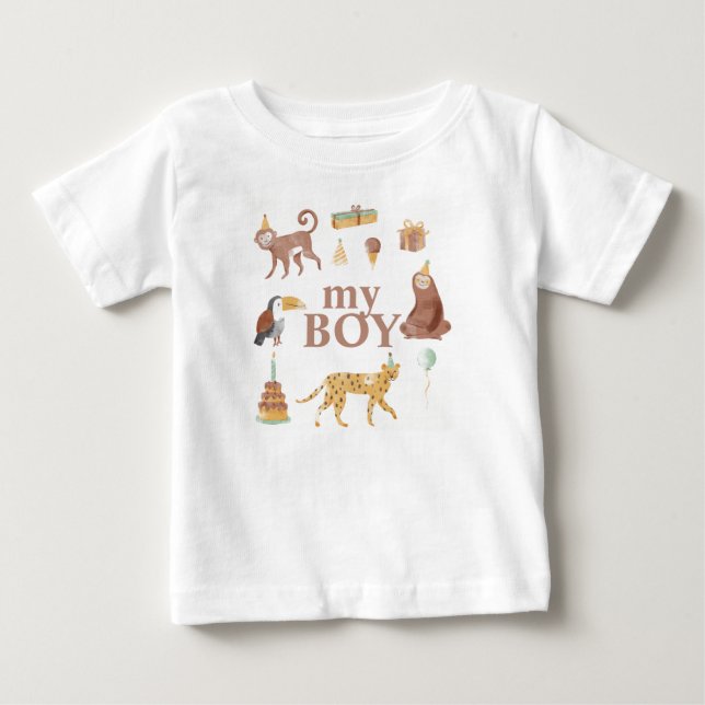 T-shirt Pour Bébé Petits animaux de la jungle (Devant)
