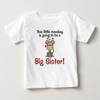 T-shirt Pour Bébé Petits Coeurs de singe Grande Soeur