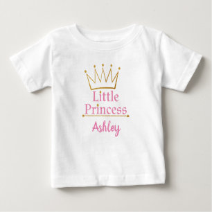 T-shirt Pour Bébé Petits texte de princesse Pink et couronne d'or