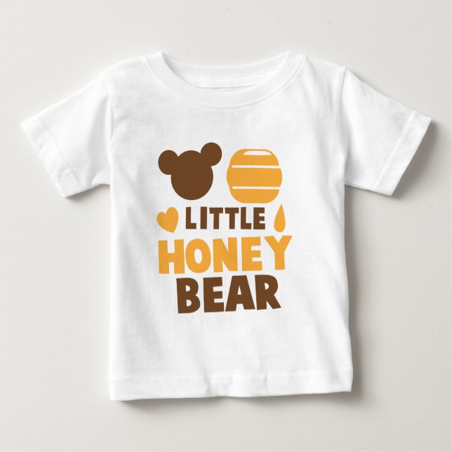 T-shirt Pour Bébé Peu d'ours de miel avec le pot de miel mignon (Devant)