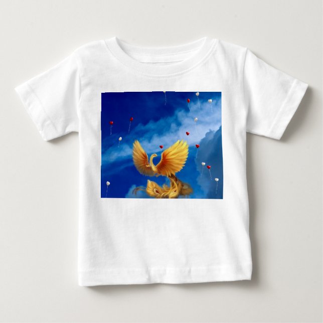 T-shirt Pour Bébé Phénix / Oiseau de feu. (Devant)