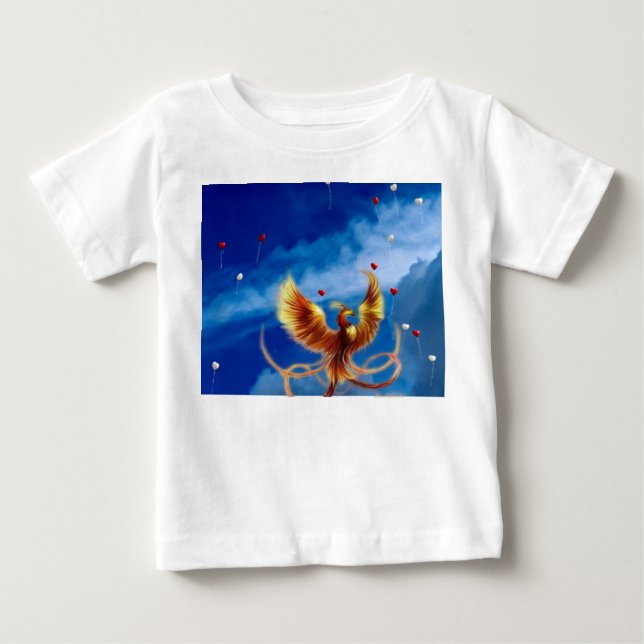 T-shirt Pour Bébé Phénix / Oiseau de feu. (Devant)