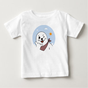 T-shirt Pour Bébé Phoque Clignant Portant un Bandana Faisant un Sign