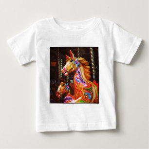 T-shirt Pour Bébé Photo Carrée - Chevaux de Manège 02