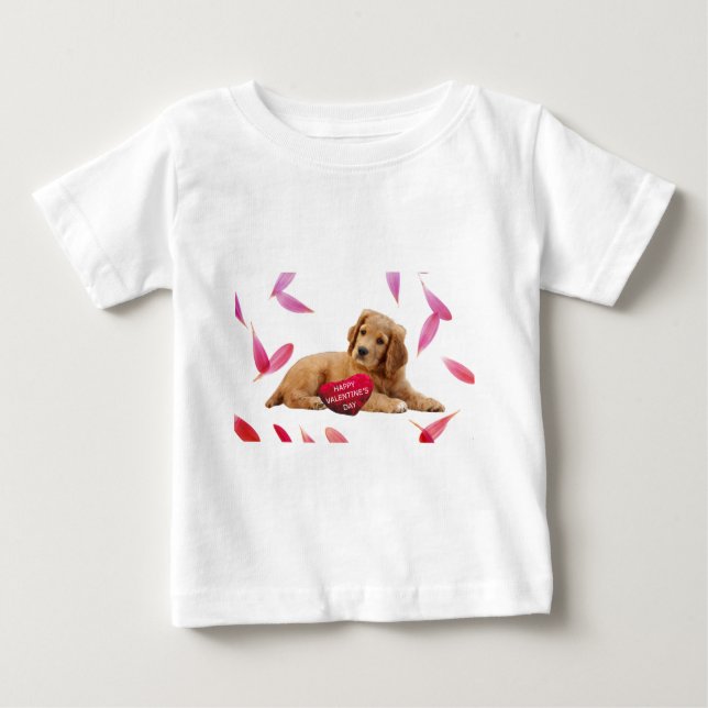T-shirt Pour Bébé Photo de Chien de la Saint Valentin (Devant)