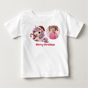 T-shirt Pour Bébé Photo de fille licorne de Noël cramoisie magique m